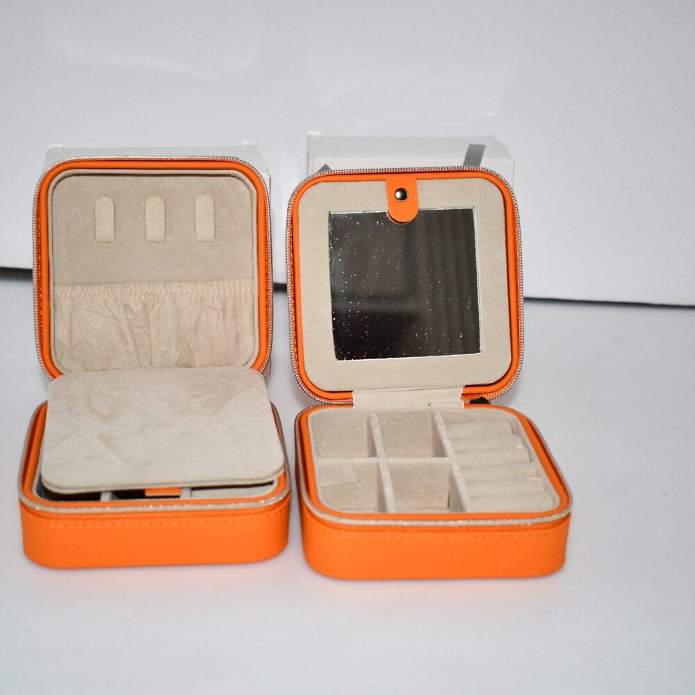 NIB Set of TWO KEINE MARKE Travel Jewelry Organizer in Orange - Picture 2 of 5